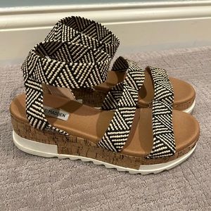 Steve Madden Patterned Belladonna Ankle Strap Wedge Sandal